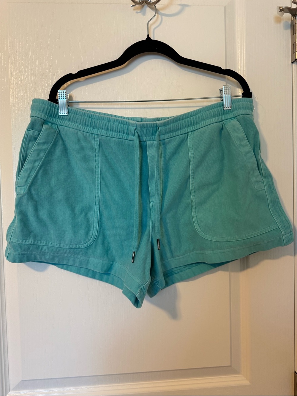 Athleta Teal Drawstring Terry Athletic Shorts
